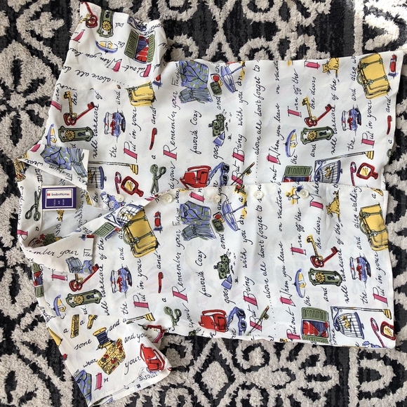 BIO BOTTOMS rayon printed button shirt/CUTE! - Picture 2 of 8